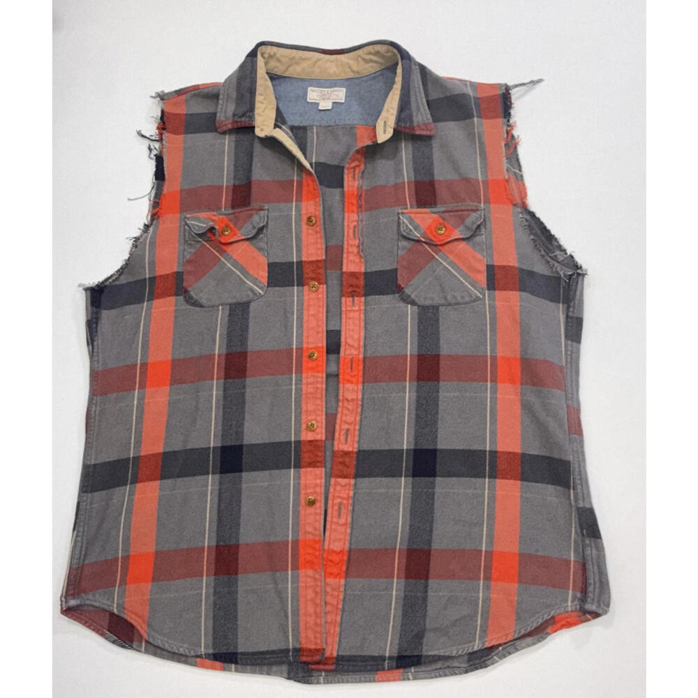 Wallace & Barnes Gorpcore Flannel Shirt Red Buffalo Plaid Vest Lumberjack XL
